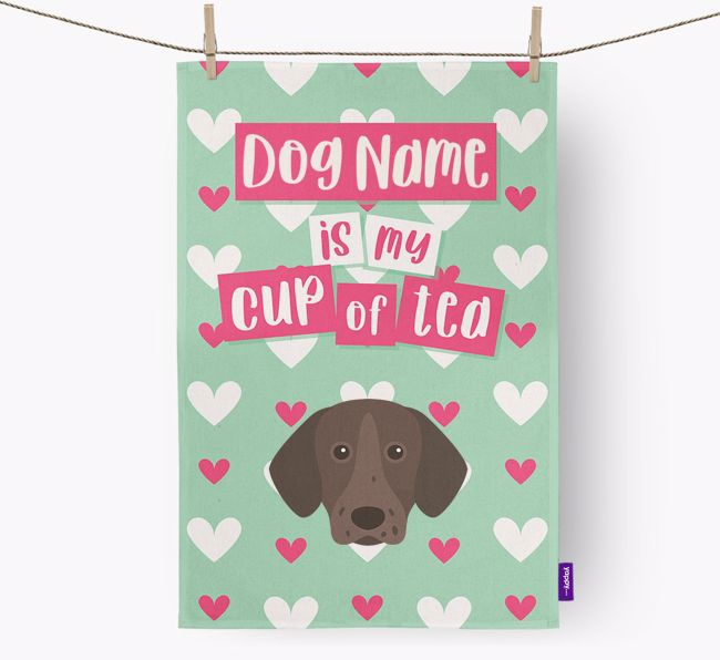 '{dogsName} is my cup of tea' Dish Towel with {breedFullName} Icon